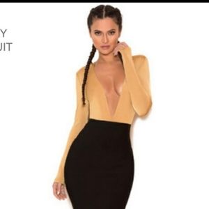 House of cb silky Jersey deep V bodysuit